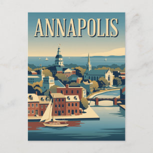 Annapolis Maryland Vintage Hafen Reiseplakat Postkarte