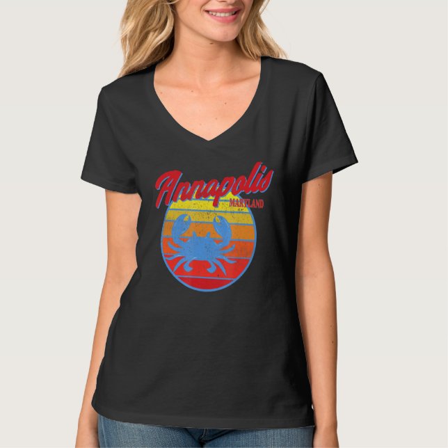 Annapolis Md Retro Blue Crab T-Shirt (Vorderseite)