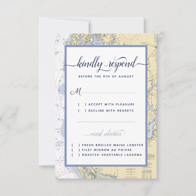 Annapolis MD Semi-formale Nautical Wedding / Event RSVP Karte (Vorderseite)