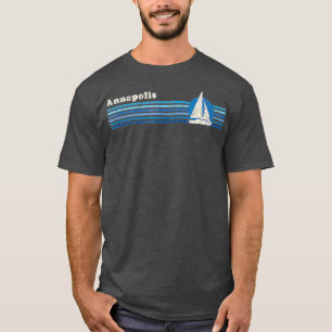Annapolis MD Vintag 80er Sailboat Sunset T-Shirt