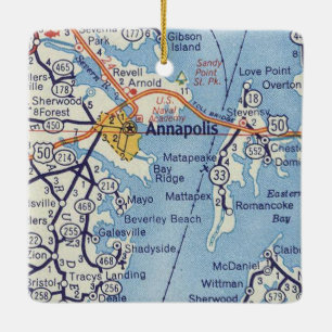 Annapolis MD Vintag Map Keramikornament