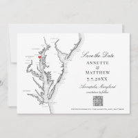 Annapolis MD Wedding Eleganter Schwarz-weißer QR-C