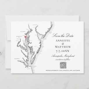 Annapolis MD Wedding Eleganter Schwarz-weißer QR-C Save The Date