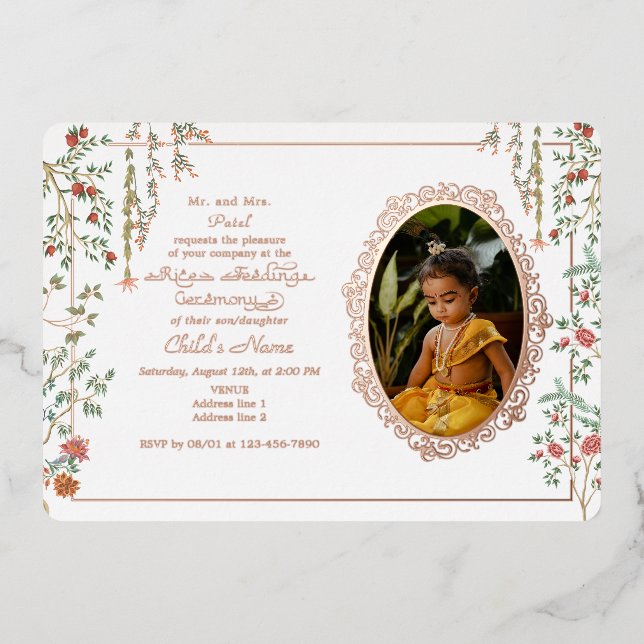 Annaprashan First Rice Zeremonie Foto Folieneinladung (Vorderseite)