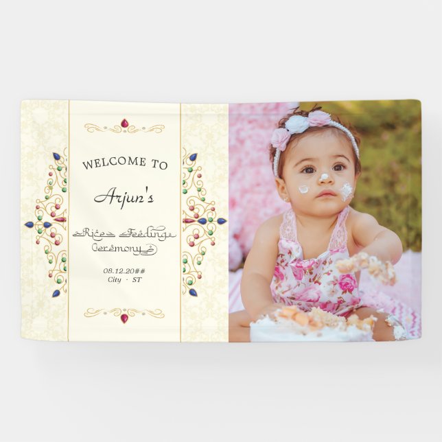 Annaprashan First Rice Zeremonie Foto willkommen Banner (Horizontal)