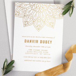 Annaprashan Gold White Mandala First Rice Zeremoni Einladung