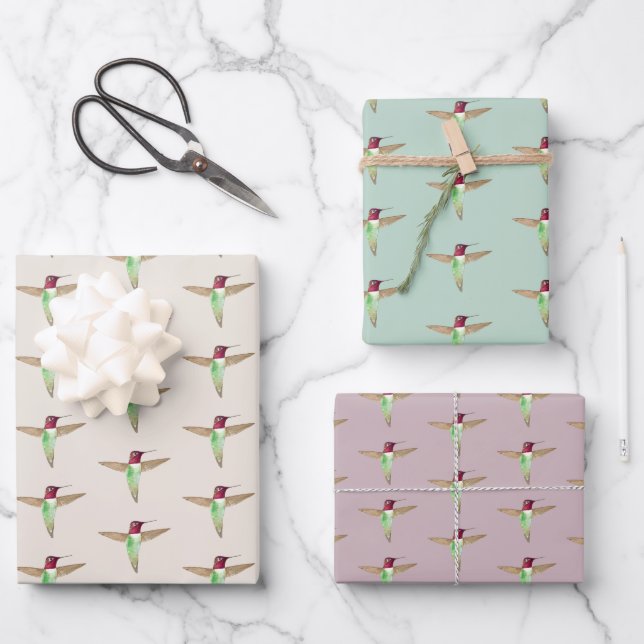 Anna's Hummingbird Pattern Geschenkpapier Set (Vorderseite)