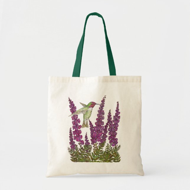 Anna's Hummingbird und Foxglove Tragetasche (Vorne)