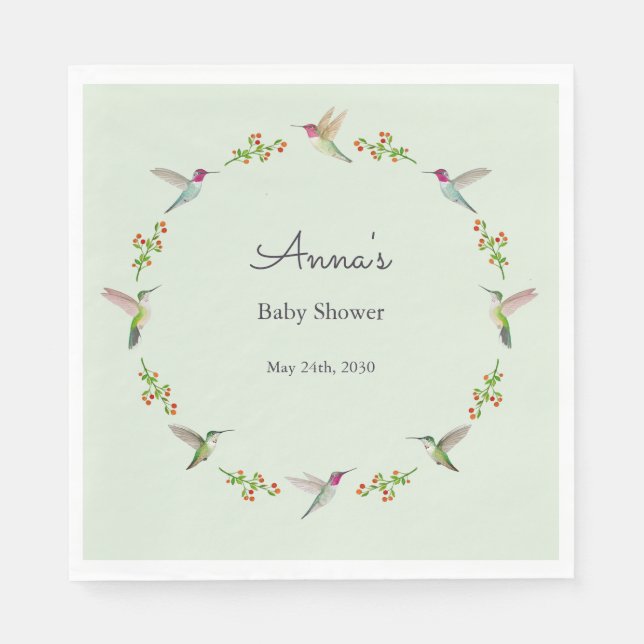 Anna's Kolibris Baby Shower Serviette (Vorderseite)