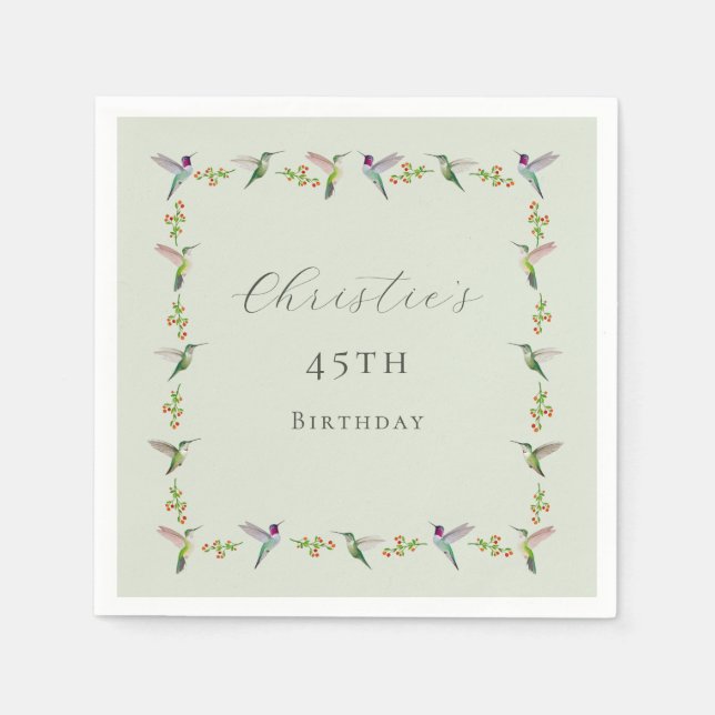 Anna's Kolibris Geburtstag Serviette (Vorderseite)