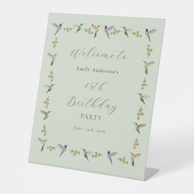 Anna's Kolibris Geburtstag Sockelschild (Vorderseite)