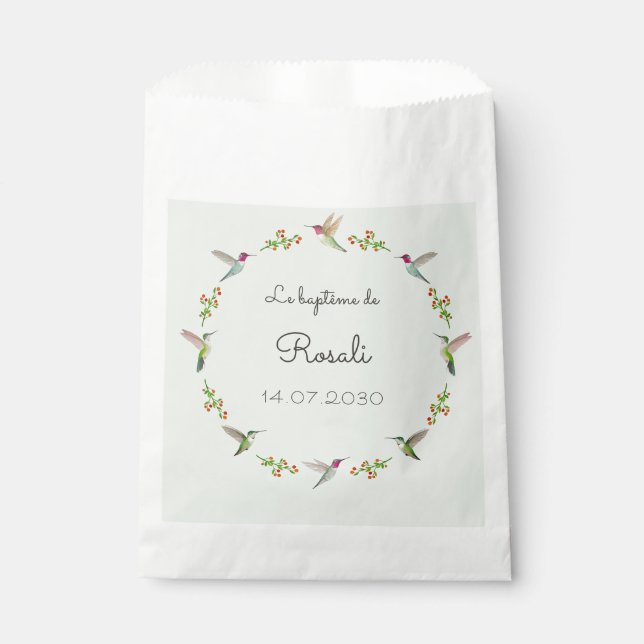 Anna's Kolibris Taufe Geschenktütchen (Vorderseite)