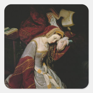Anne Boleyn im Turm, Detail, 1835 Quadratischer Aufkleber