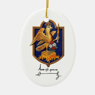 Anne- Boleynunterzeichnung u. Wappen Keramikornament