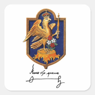 Anne- Boleynunterzeichnung u. Wappen Quadratischer Aufkleber