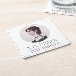 Anne Bronte Portrait und Zitat Mein Soul ist erwac Rechteckiger Pappuntersetzer