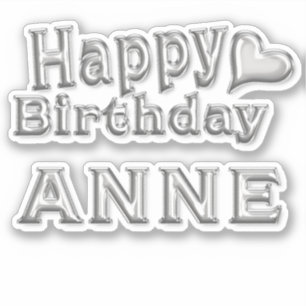 Anne Happy Birthday silver Aufkleber Sticker