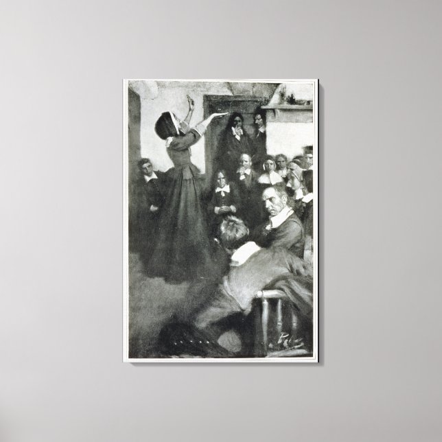 Anne Hutchinson Preaching in ihrem Haus in Boston Leinwanddruck (Vorderseite)