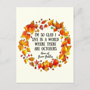 Anne of Green Gables Oktober Zitat HandGezeichnet Postkarte