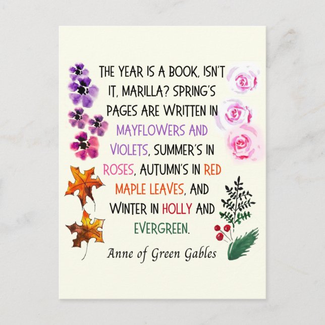 Anne of Green Gables Verlasse Blume HandGezeichnet Postkarte (Vorderseite)