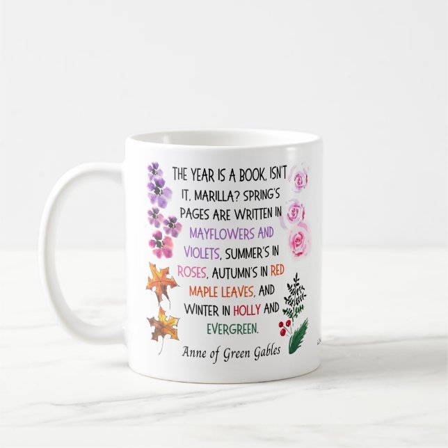 Anne of Green Gables Zitat farbenfroh handGezeichn Kaffeetasse (Links)