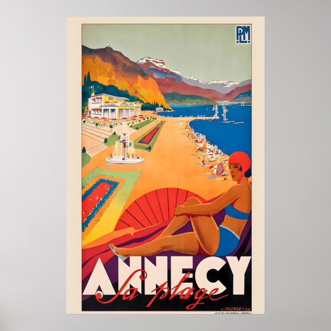 Annecy Auvergne-Rhône-Alpes France Vintage Travel Poster (Vorne)