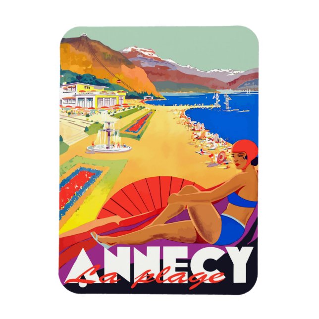 Annecy Beach Girl Magnet (Vertikal)