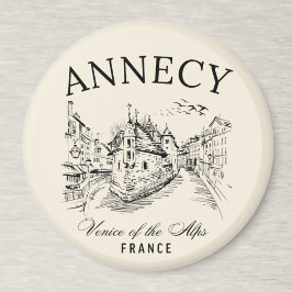 Annecy Canals Art – Retro French Alps Souvenir Magnet