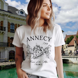 Annecy Canals Art – Retro French Alps Souvenir Tri-Blend Shirt