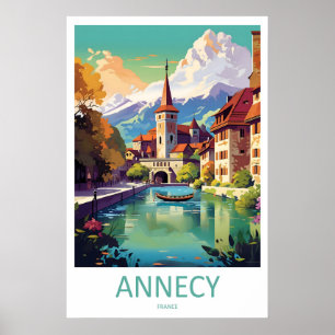 Annecy Frankreich Reiseplakat Vintage Ski National Poster