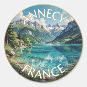 Annecy Frankreich Türkisalpiner See Reisebild Runder Aufkleber