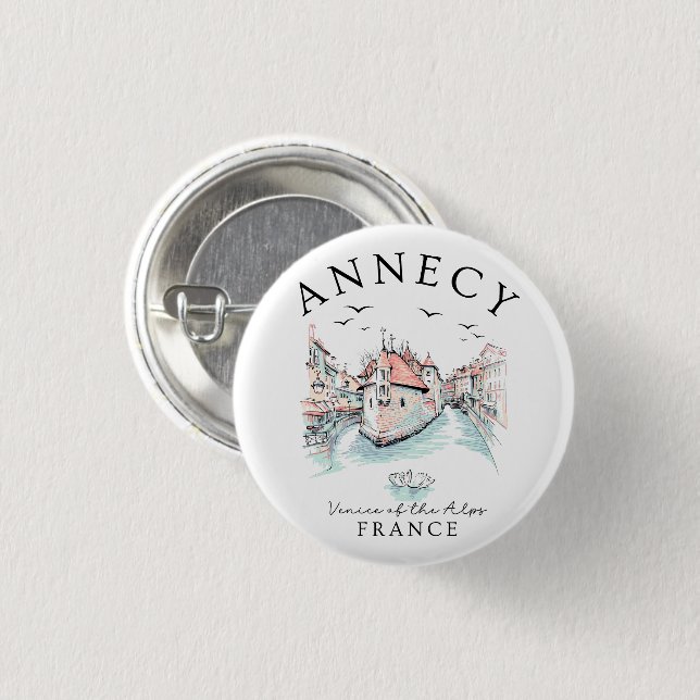 Annecy Frankreich – Venedig der Alpen Button (Vorne & Hinten)