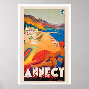Annecy Frankreich Vintage-Reiseposter - gerahmt Poster