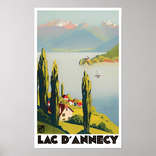 Annecy Lake France Vintage Reise Poster (Vorne)