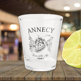 Annecy Retro Art – Venice of the Alps Typography Schnapsglas