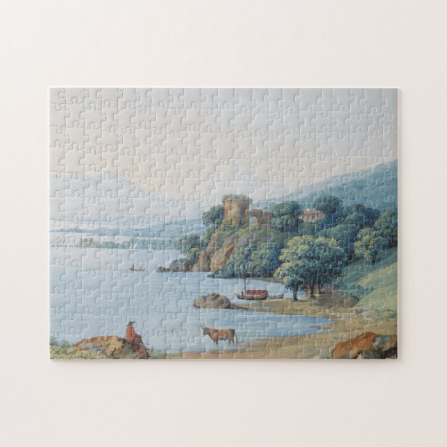Annecy See mit Schloss durch Karl Ludwig Hackert Puzzle (Horizontal)
