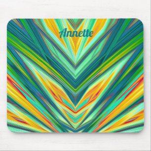 ANNETTE ~ Grün Gelb Rot Orange Fraktal-Muster Mousepad