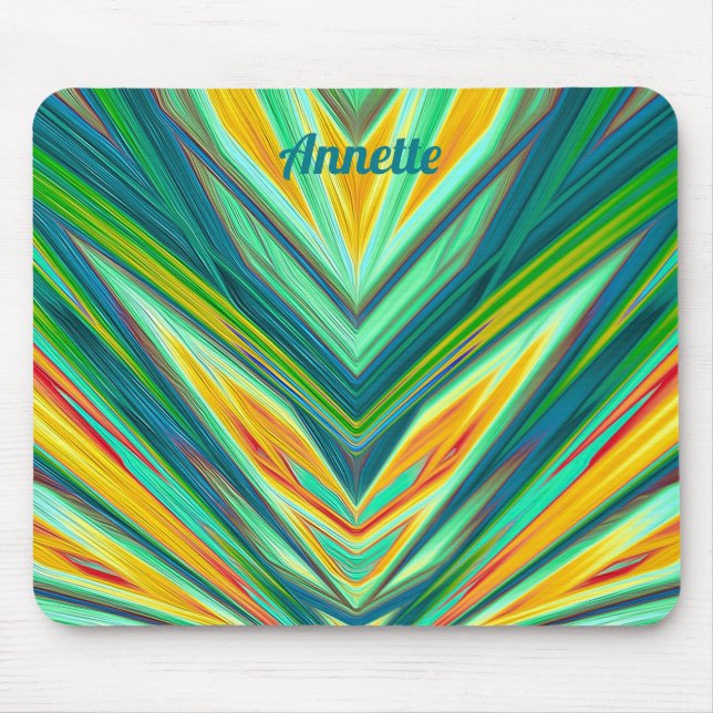 ANNETTE ~ Grün Gelb Rot Orange Fraktal-Muster Mousepad (Vorne)