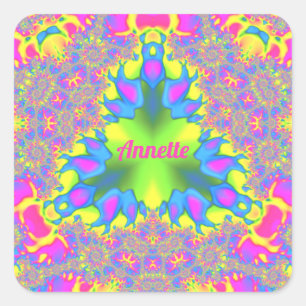 ANNETTE ~ Schattierungen Gelb, Grün, Pink, Blau ~ Quadratischer Aufkleber