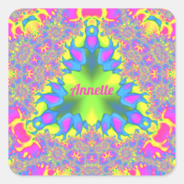 ANNETTE ~ Shades Gelb, Grün, Rosa, Blau ~ Quadratischer Aufkleber