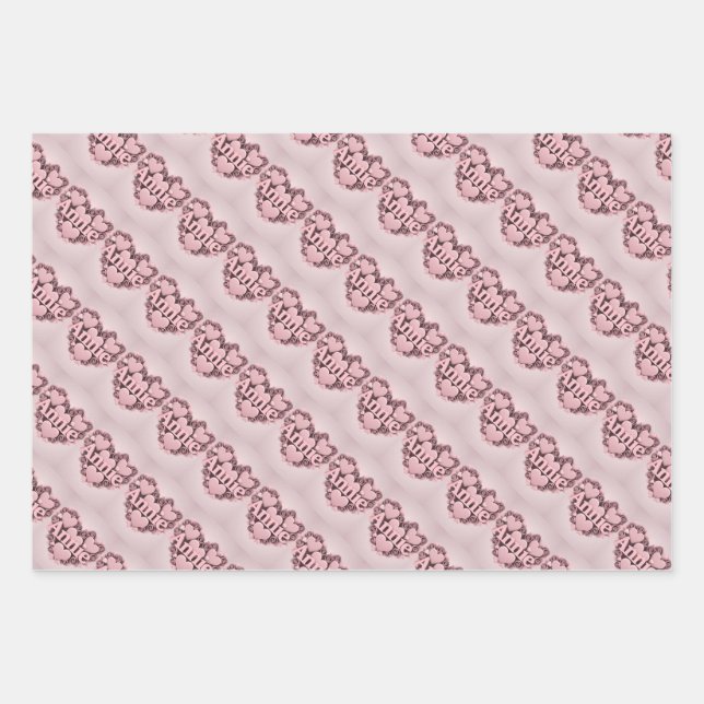 Annie 3D Pink Hearts Wrapping Paper Set Geschenkpapier Set (Vorderseite)