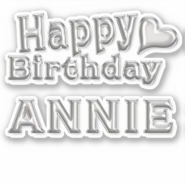Annie Happy Birthday silver Aufkleber Sticker (Vorderseite)