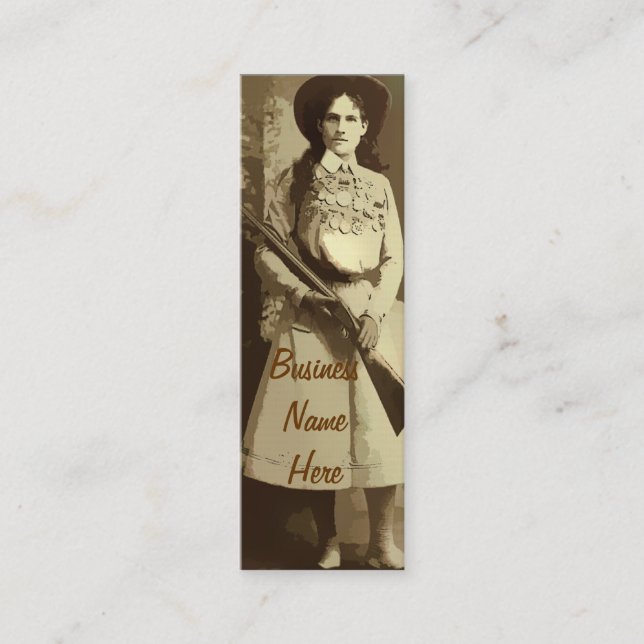 Annie Oakley Oil Grunge Lesezeichen Business Card Mini Visitenkarte (Vorderseite)