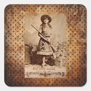 Annie Oakley Sepia Quadratischer Aufkleber