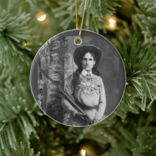 ANNIE OAKLEY SHARP SHOOTER CHRISTMAS ORNANAS KERAMIK ORNAMENT