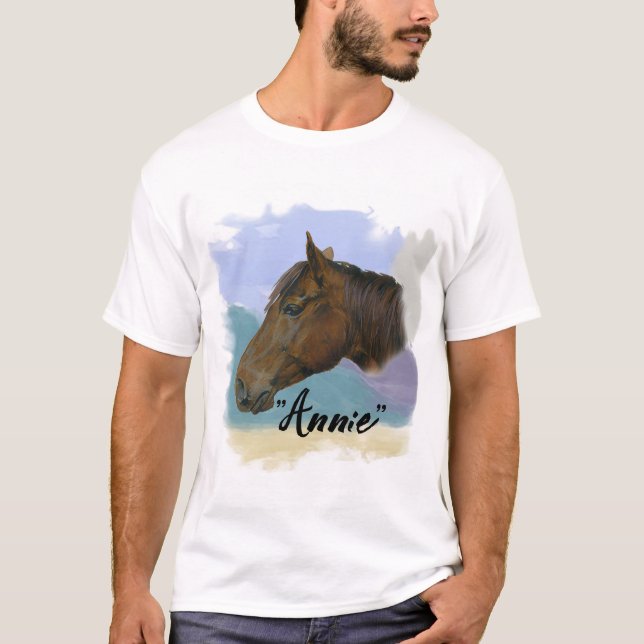  “Annie” – Portrait of a Horse - Personalize Your T-Shirt (Vorderseite)