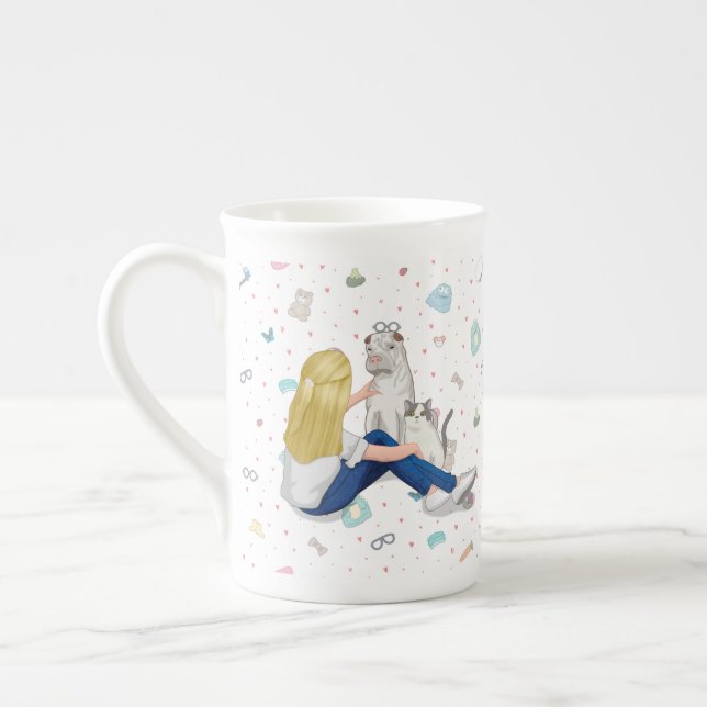 Anniepaddington Knochen-China-Tasse - Kunst durch Prozellantasse (Links)