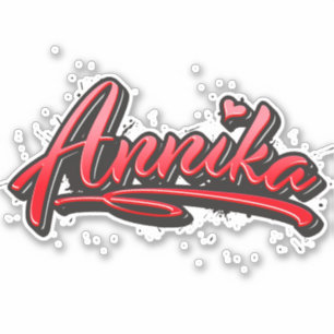 Annika red Heart Graffiti Aufkleber Sticker