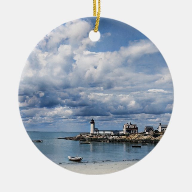 Annisquam Leuchtturm, Gloucester MA c1904 Keramik Ornament (Vorne)