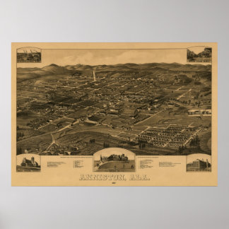 Anniston, AL 1887 Panoramablick auf die Vogelpersp Poster